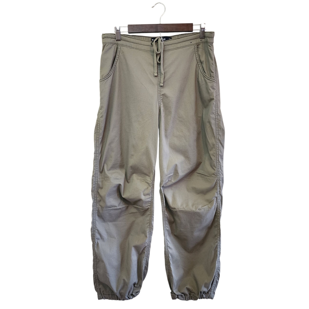 Hollister Green Adjustable Rise Parachute Baggy Pants Size Medium Loose Fit